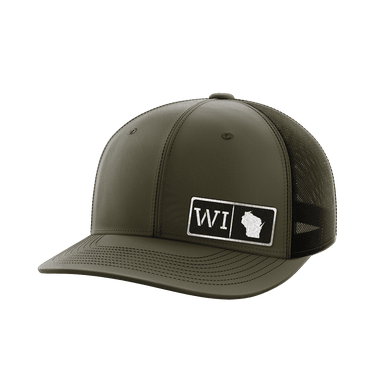 Wisconsin Homegrown Hats Hat Greater Half OD Green/Black Black Leatherette Wisconsin